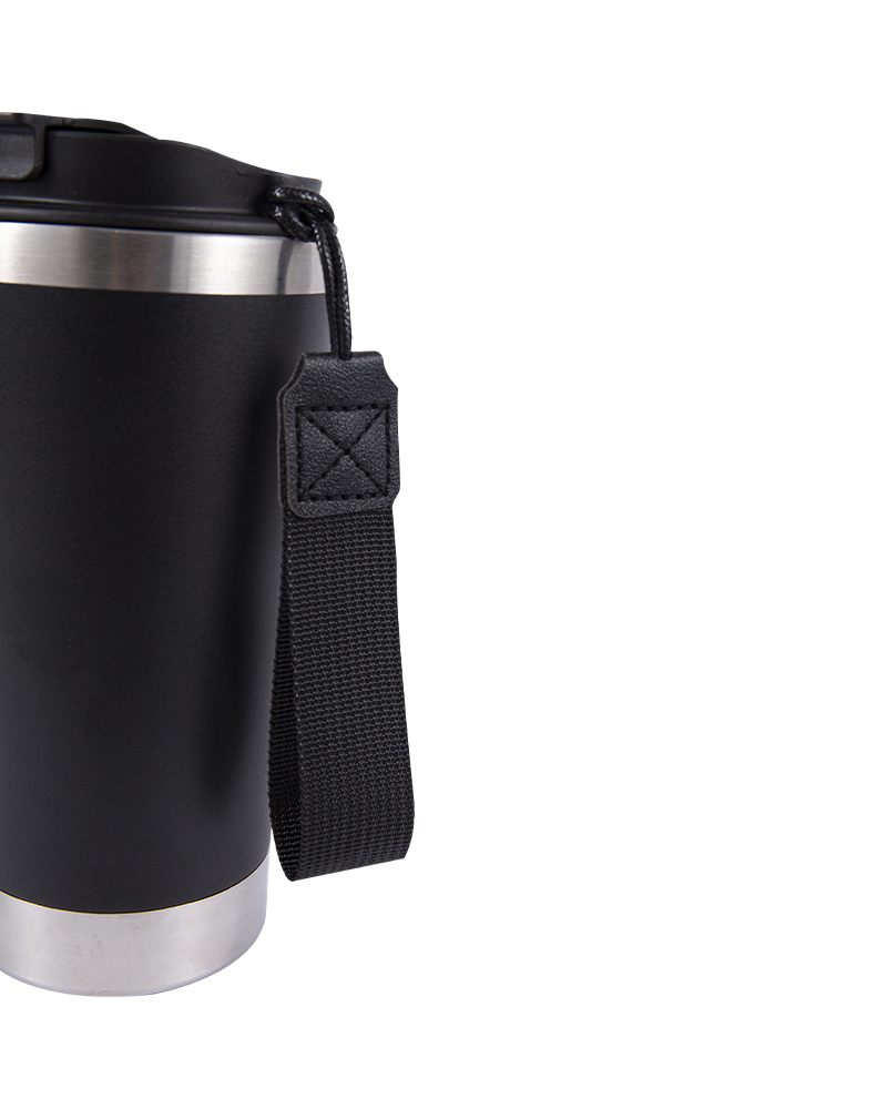 Taza de viaje de café aislada en acero inoxidable con borde y base con acabado de espejo