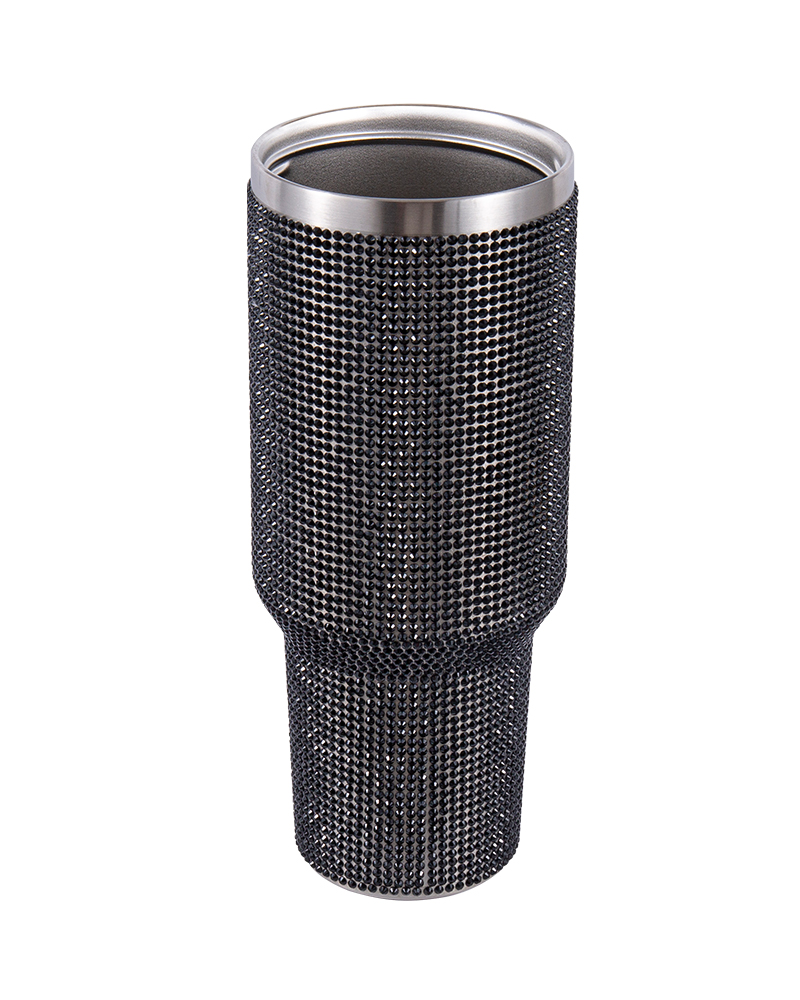 Taza de viaje de café con aislamiento de acero inoxidable con superficie de diamantes de imitación