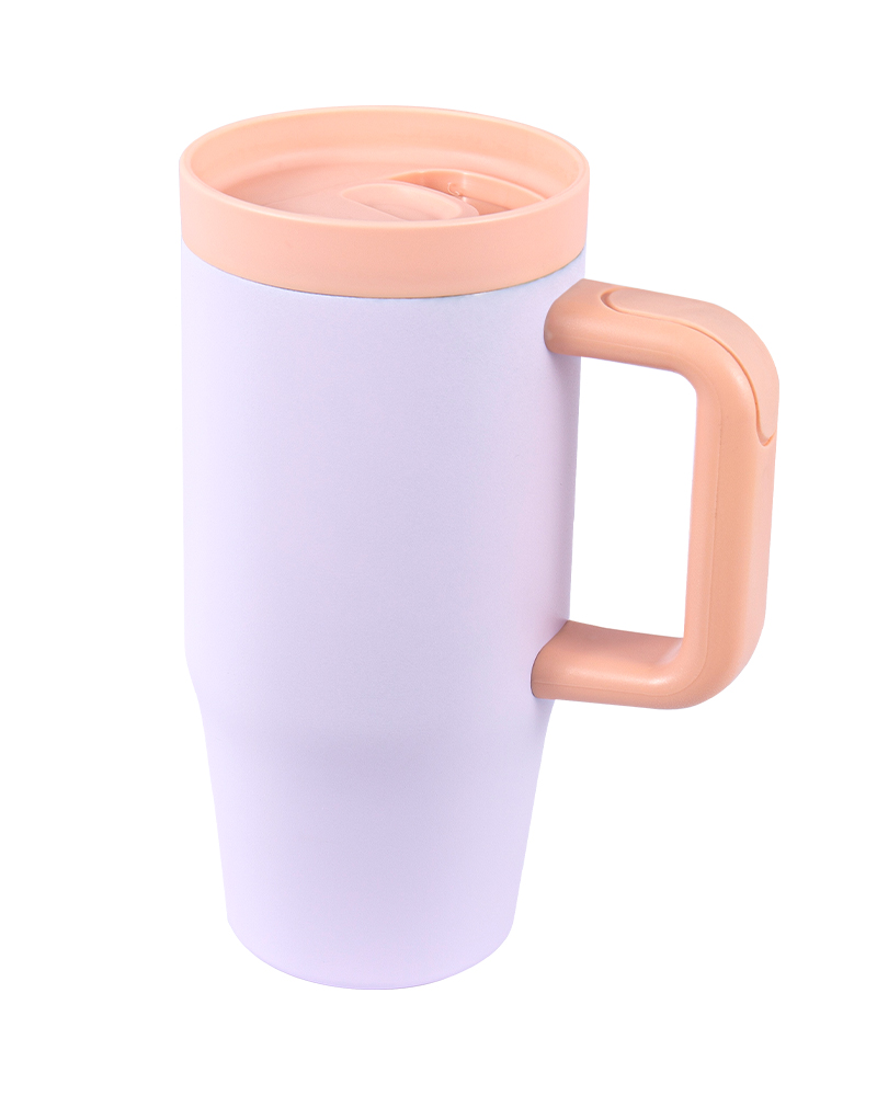 Taza para coche de acero inoxidable al vacío de doble pared con color de contraste Macaron