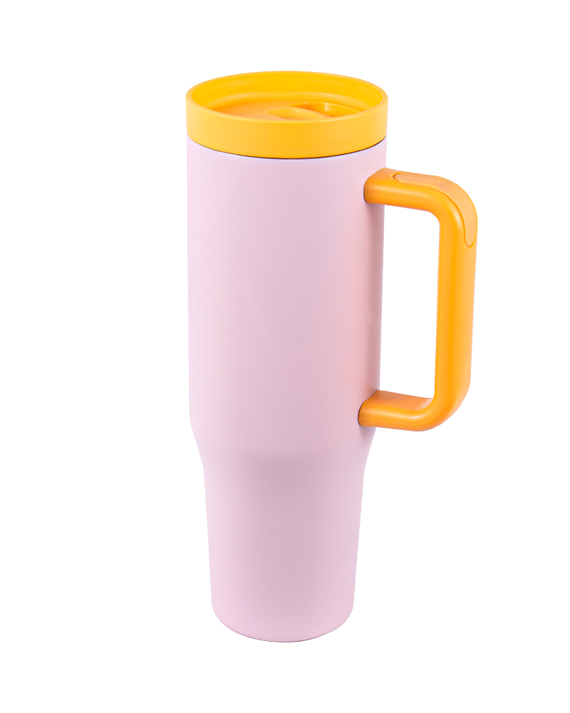 Taza para coche de acero inoxidable al vacío de doble pared con color de contraste Macaron