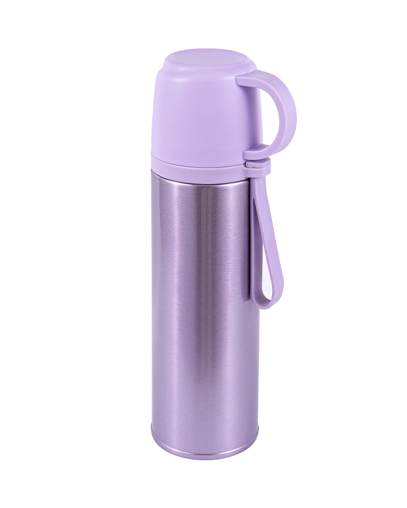 Tapa de doble función de acero inoxidable para taza térmica para estudiantes con correa de transporte