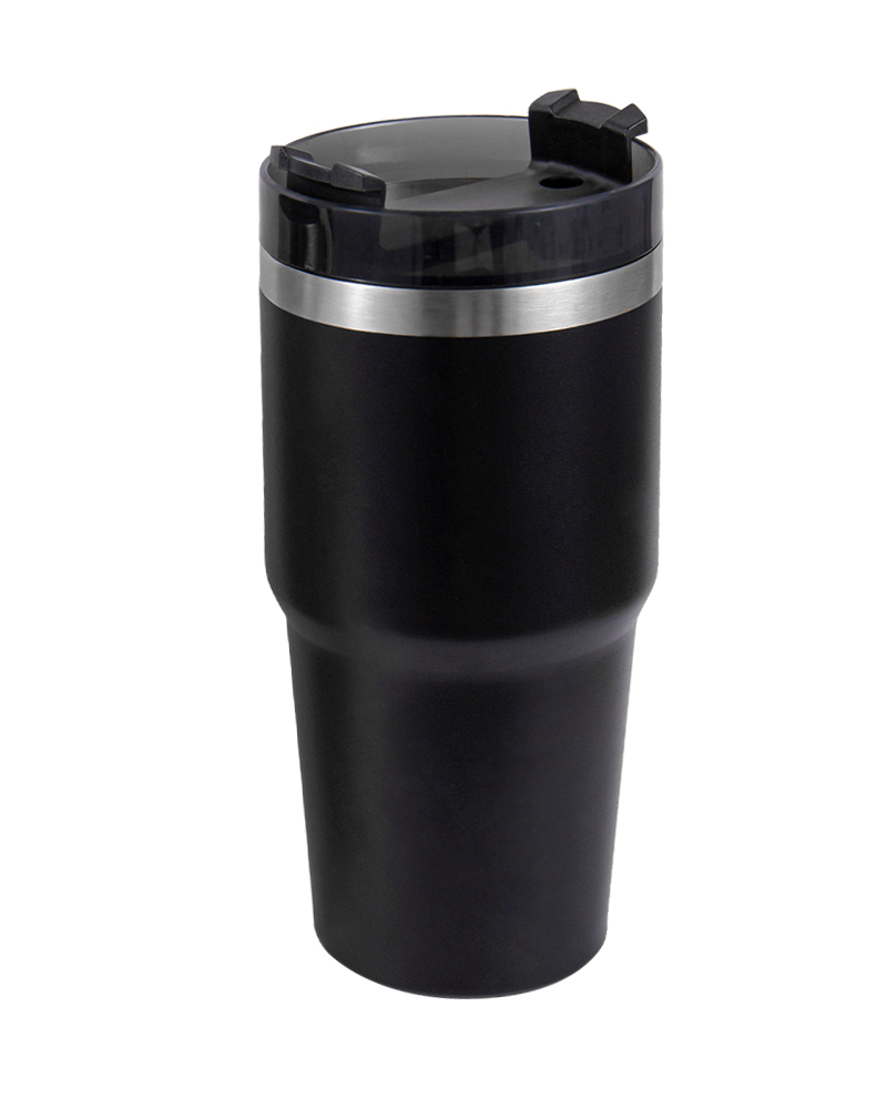 Taza de café de acero inoxidable de calidad alimentaria con agarre antideslizante y cordón