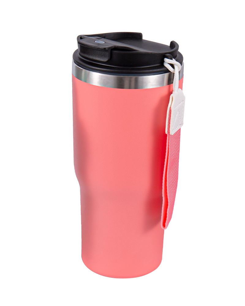 Taza de café de acero inoxidable de calidad alimentaria con agarre antideslizante y cordón