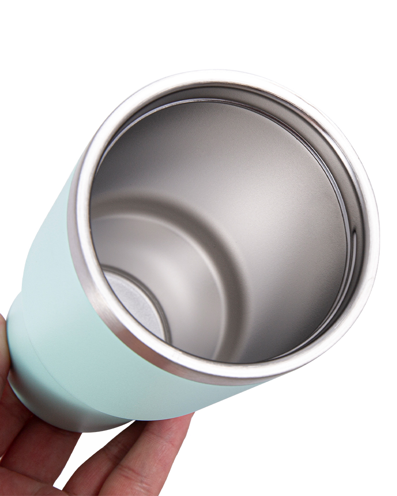 Taza de café de acero inoxidable de calidad alimentaria con agarre antideslizante y cordón