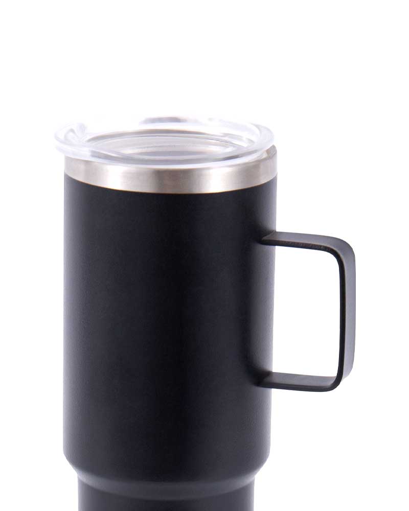 Taza térmica para coche de acero inoxidable minimalista negra con tapa transparente Taza térmica para coche de acero inoxidable minimalista negra con tapa transparente