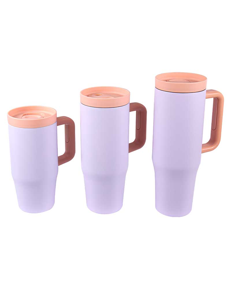 Taza para coche de acero inoxidable al vacío de doble pared con color de contraste Macaron