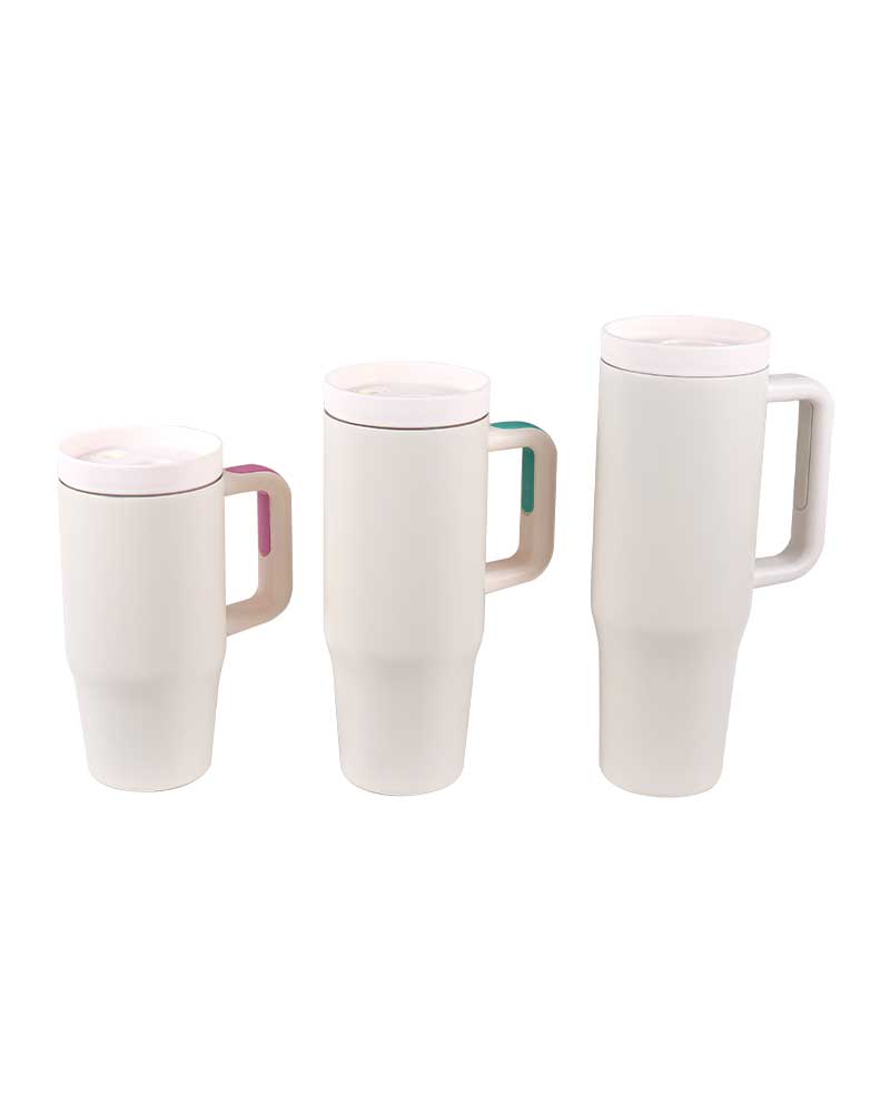 Taza de acero inoxidable para automóvil sin BPA Taza de acero inoxidable para automóvil sin MBPA con asa y empuñadura de goma antideslizante Taza con asa y empuñadura de goma antideslizante