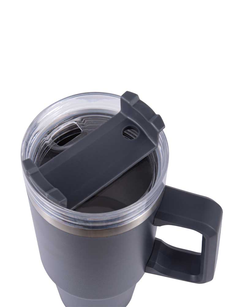Taza térmica para coche de viaje de acero inoxidable de doble pared grande con asa de transporte